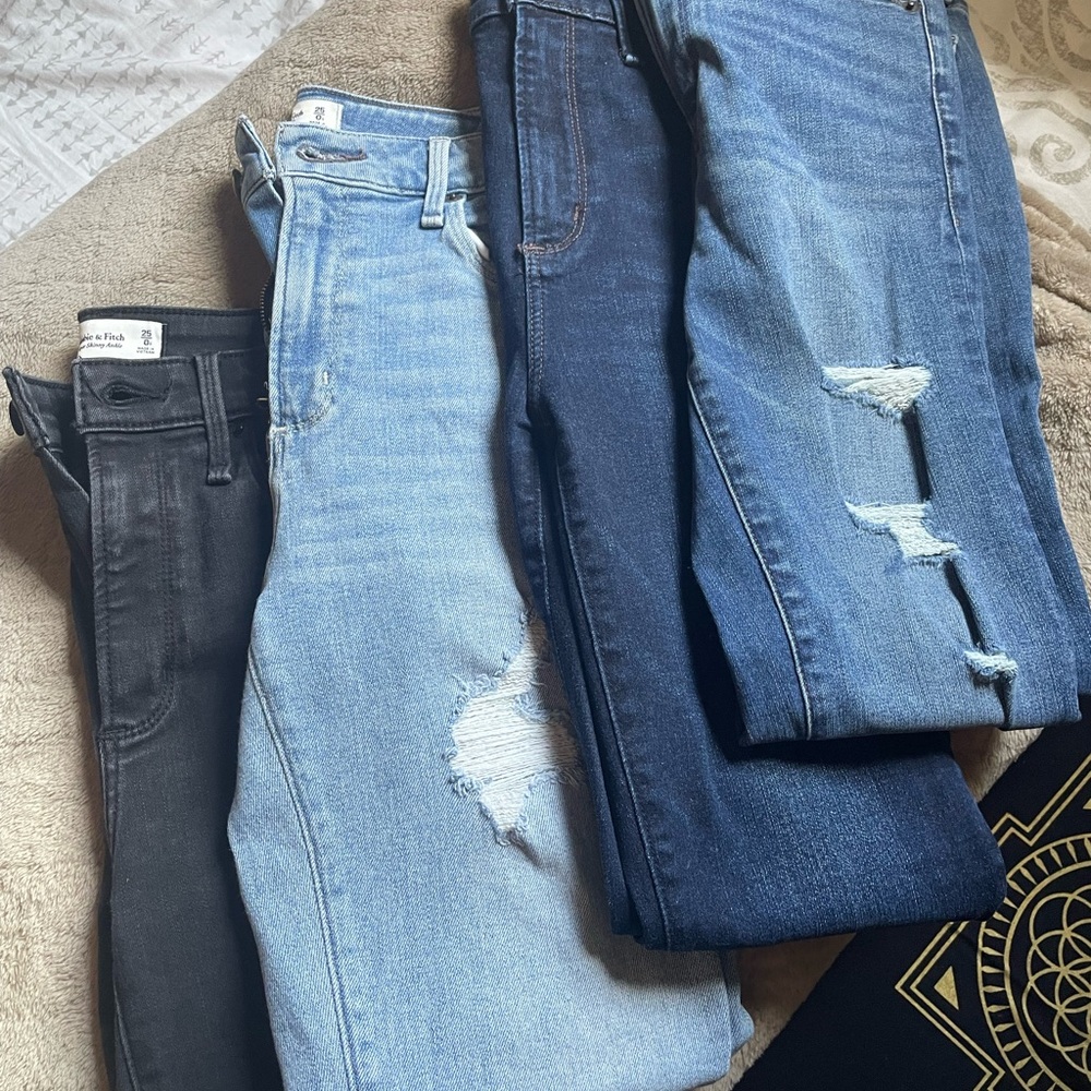 Skinny jeans!! LOT of Abercrombie & Fitch jeans - Black, Light Blue, Dark Blue